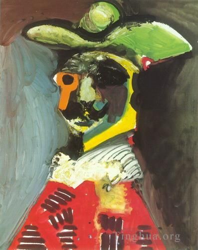 Pablo Picasso's Contemporary Oil Painting - Buste d`homme 1970